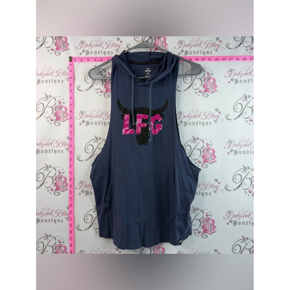 Under Armour Sleeveless Project Rock Hoodie/Shirt with Navy, Pink LFG Logo